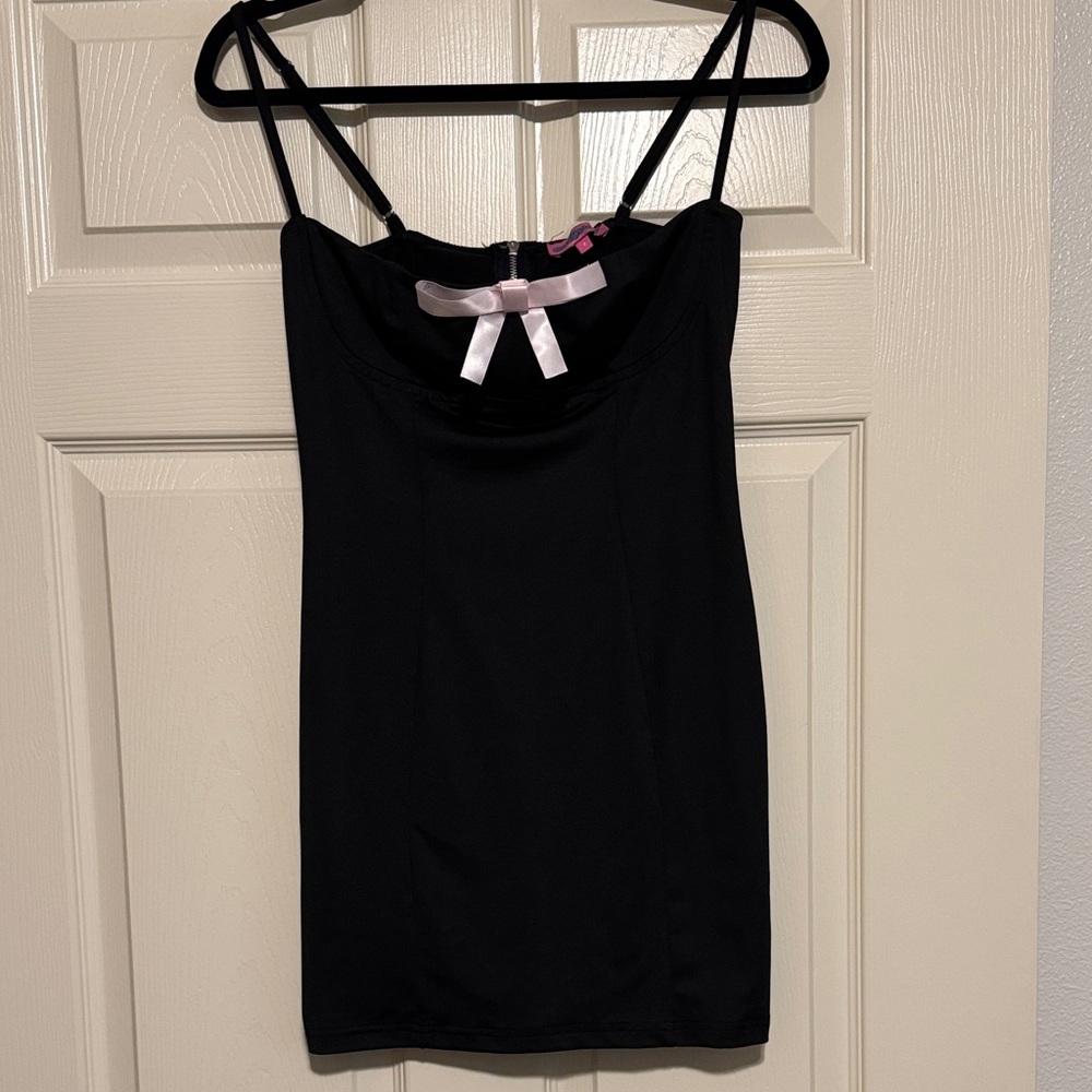 NWT Edikted Nancy Ribbon Bow Dress Black/Pink S